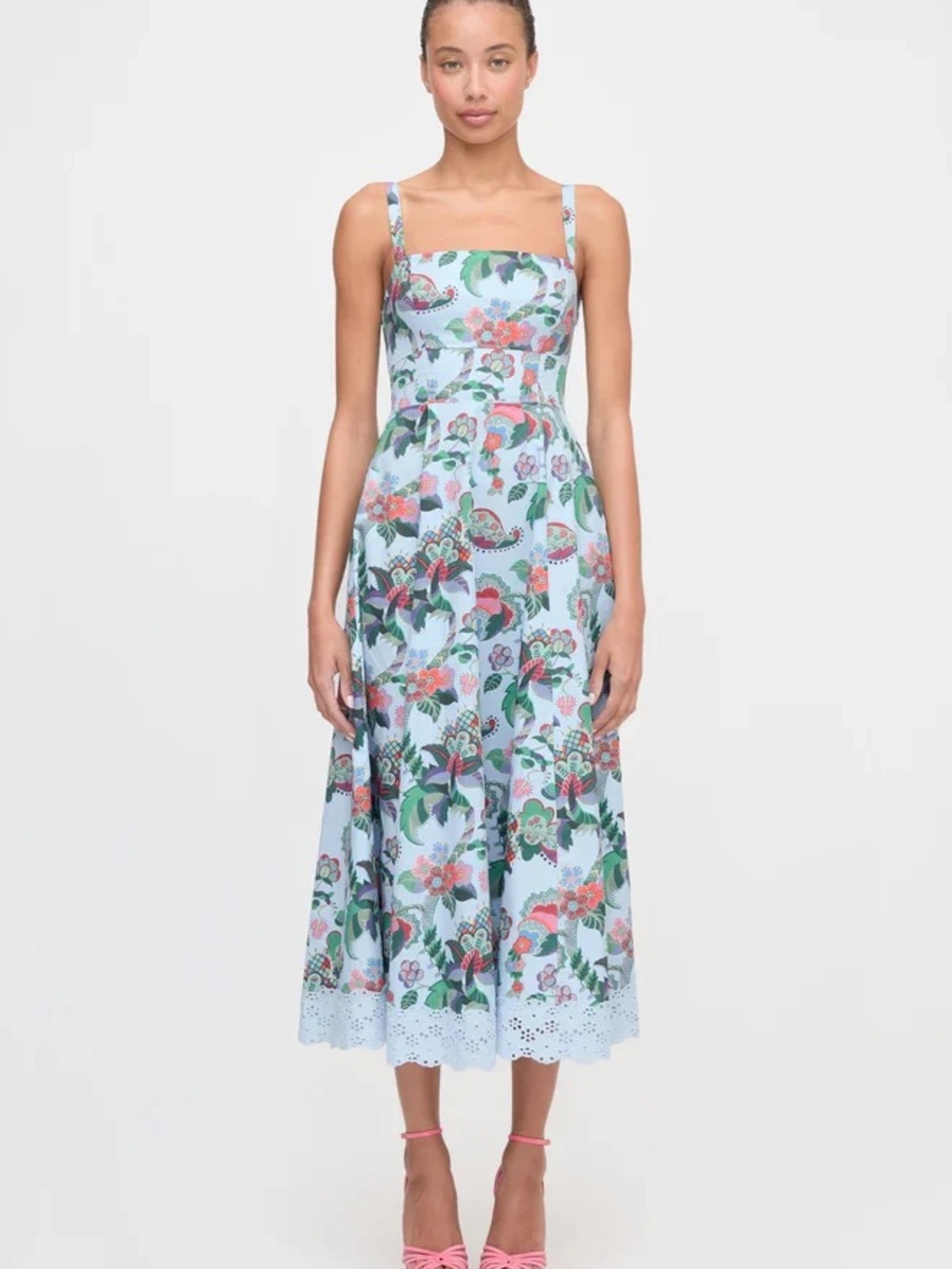 NWT Hill House Margot Dress in Light Blue Jungle Floral Sz M